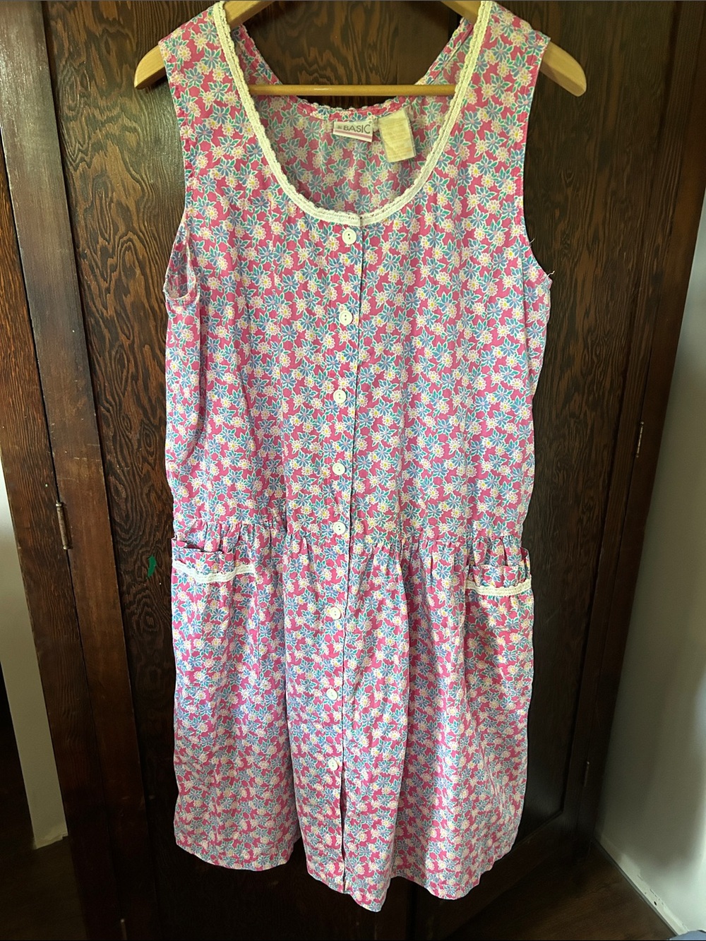 Vintage Cotton Button-Front Floral Dress
